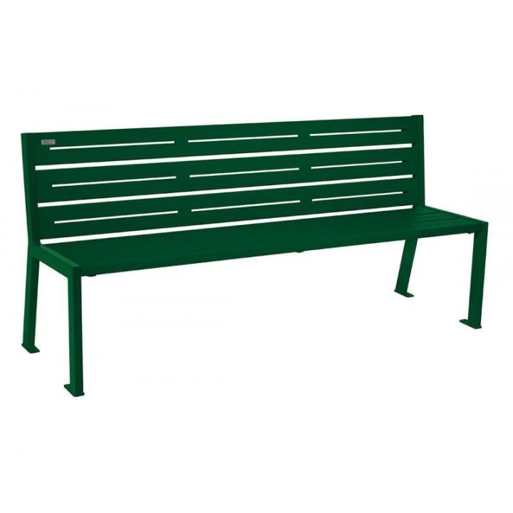 Banc 6 lames acier vert RAL 6005 sans accoudoirs