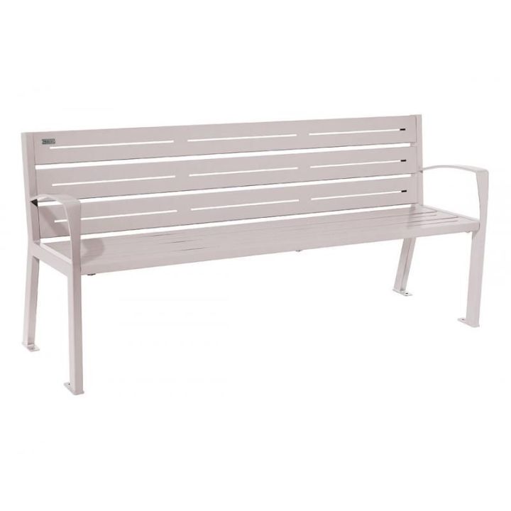 Banc 6 lames acier gris RAL 7044 avec accoudoirs
