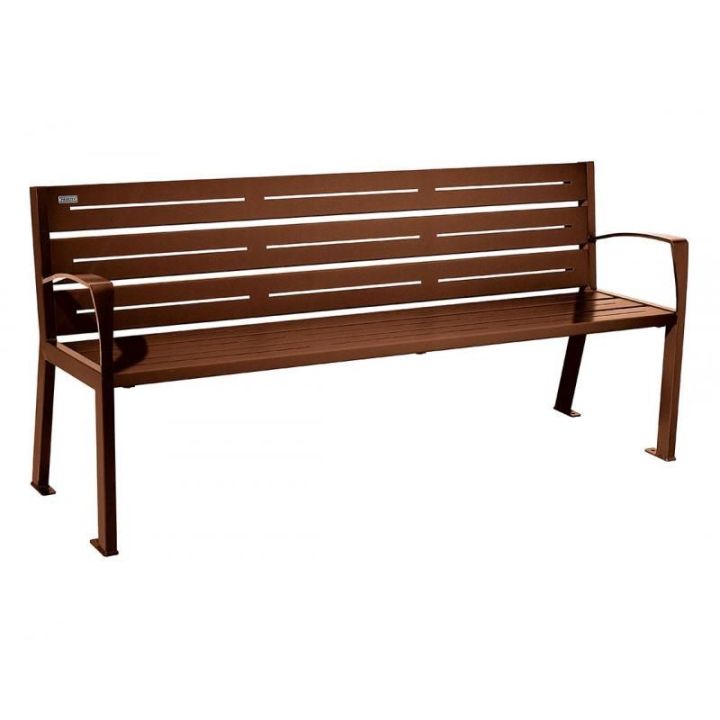 Banc 6 lames acier Aspect Corten avec accoudoirs