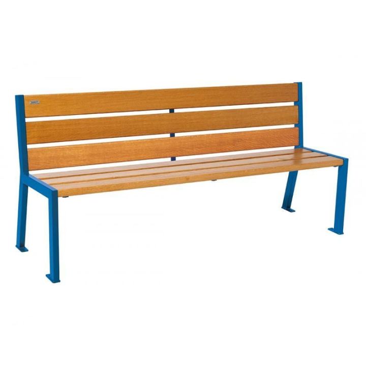 Banc public Bleu RAL 5010 - Chêne clair - 1800 mm