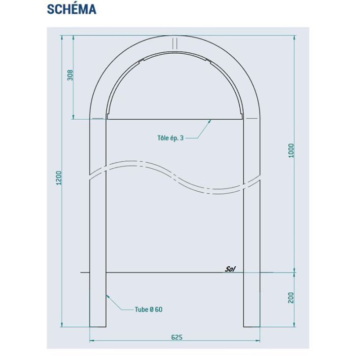 Arceau vélos Trombone Ø 60 mm