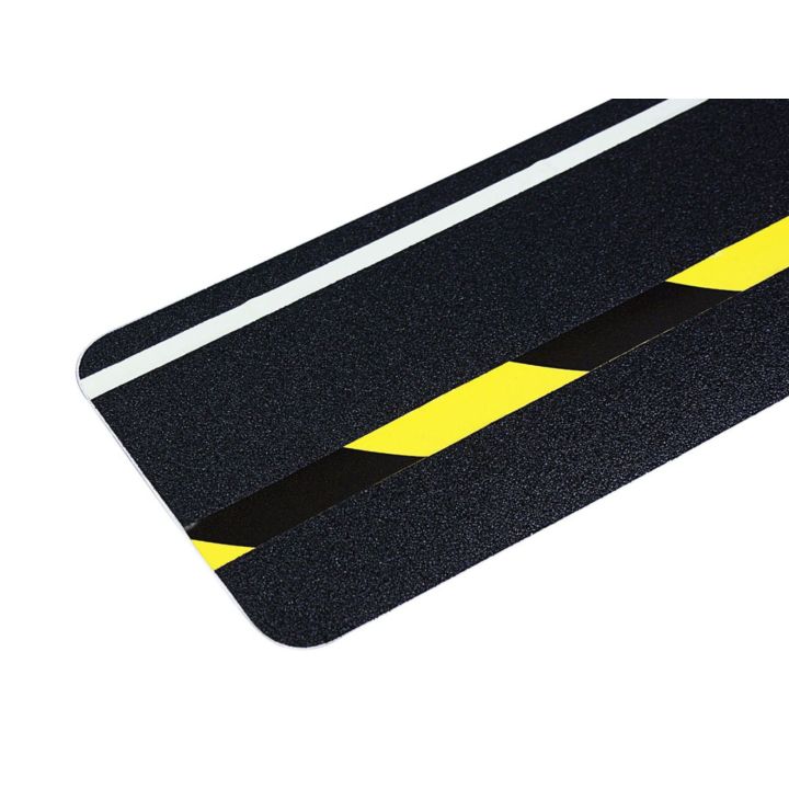 Bandes antidérapantes Dalle antidérapante à ligne noir et jaune réfléchissante et luminescente
