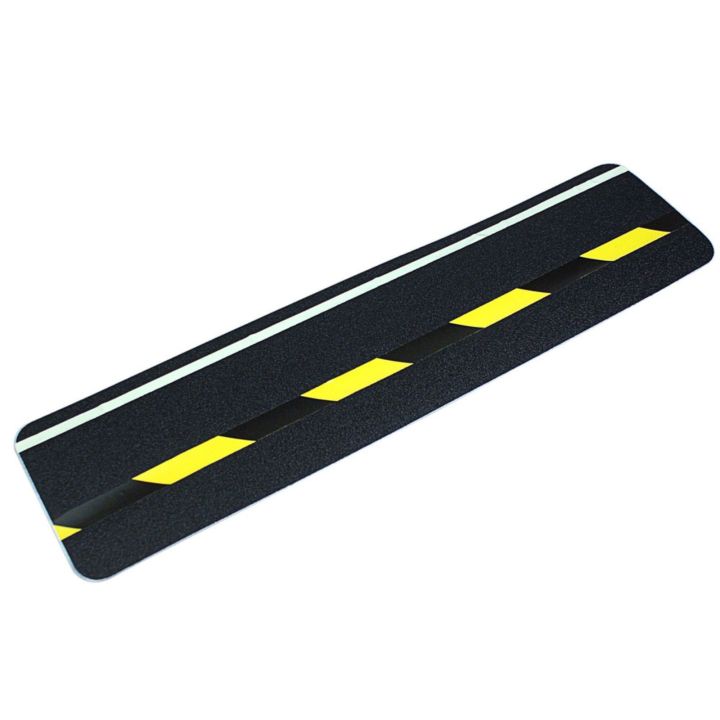 Bandes antidérapantes Dalle antidérapante à ligne noir et jaune réfléchissante et luminescente