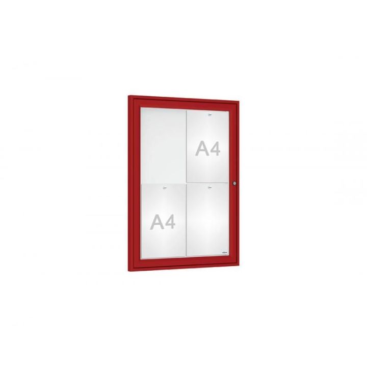 Vitrine "Référence" 4 A4 rouge RAL 3004