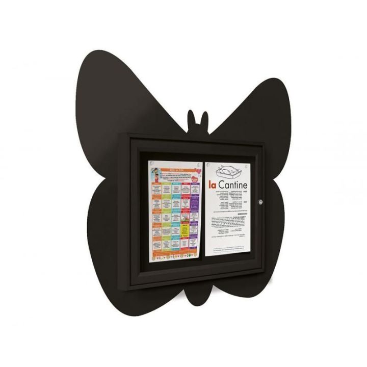 Vitrine papillon 2 A4 - noir RAL 9005