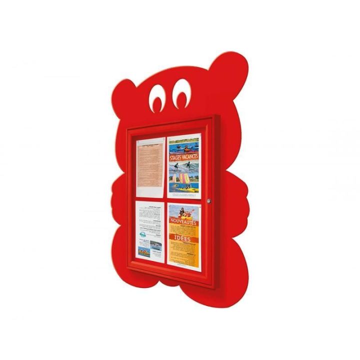 Vitrine ourson 4 A4 - rouge RAL 3020