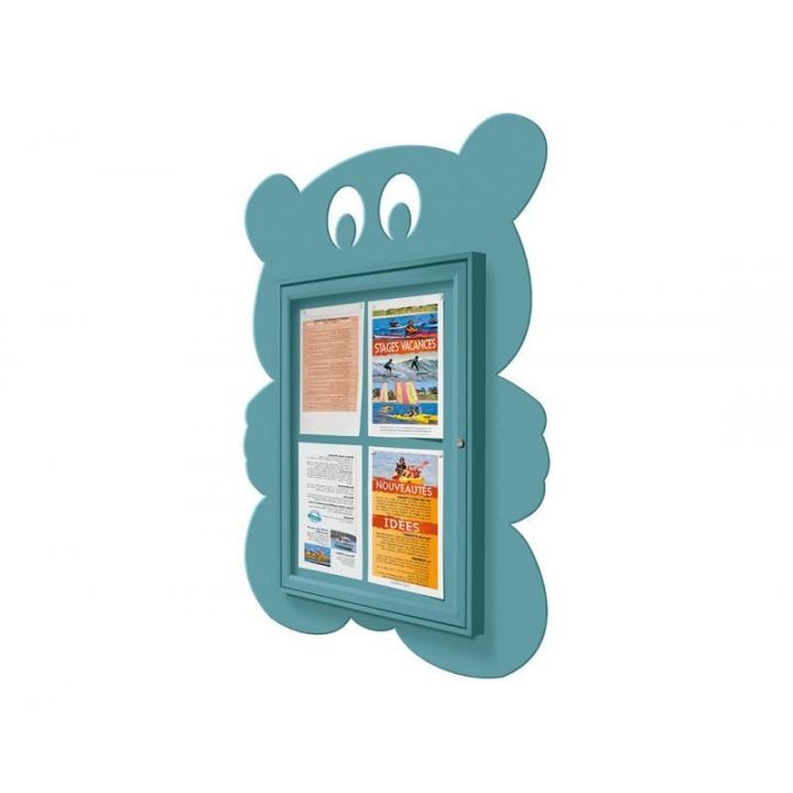 Vitrine ourson 4 A4 - bleu RAL 6034