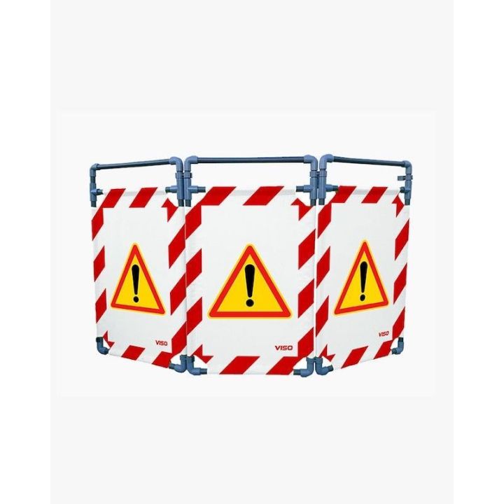Barrière 3 vantaux rouge et blanc logo danger