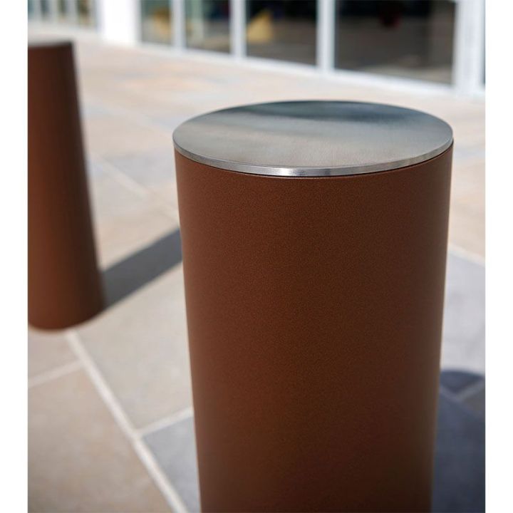 Borne acier avec pommeau inox | Mobilier urbain robuste - Sol Direct