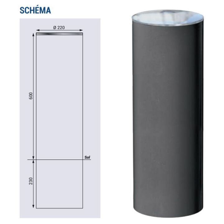 Borne acier avec pommeau inox