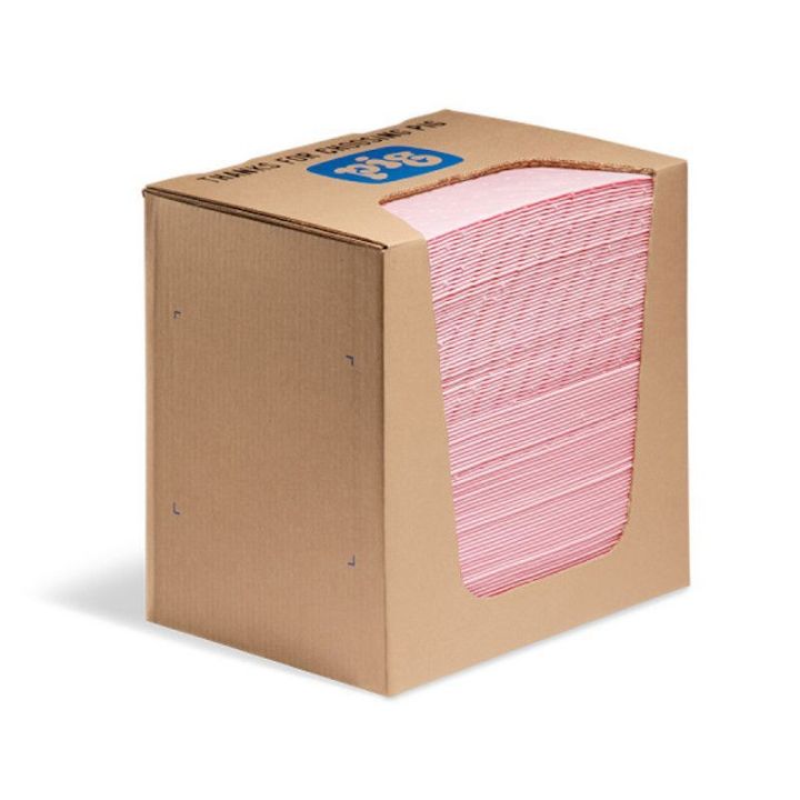 Feuilles-tapis pour produits chimiques avec carton distributeur
