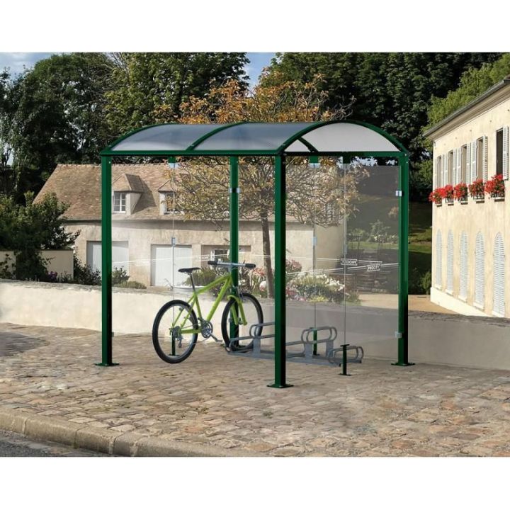 Abri vélos VOUTE avec parois en verre