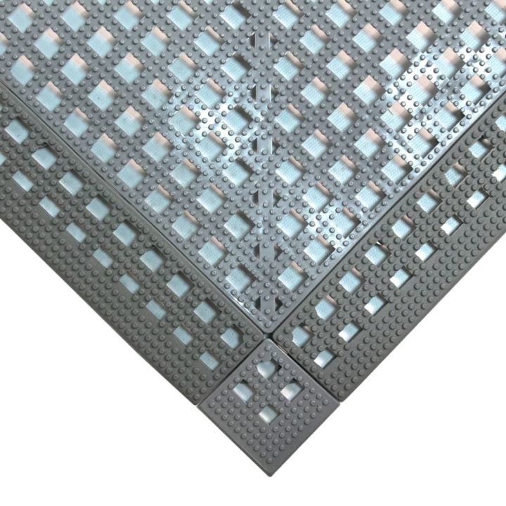 Dalle de sol en PVC souple et drainante - Caillebotis industriels FLEXI-DECK INDUSTRY gris