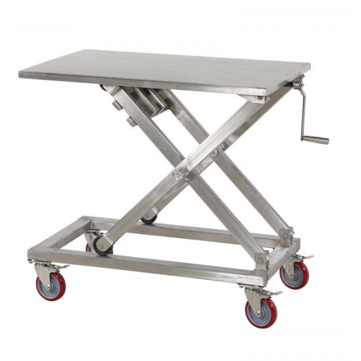 Table élévatrice en inox à manivelle | Tables élévatrices