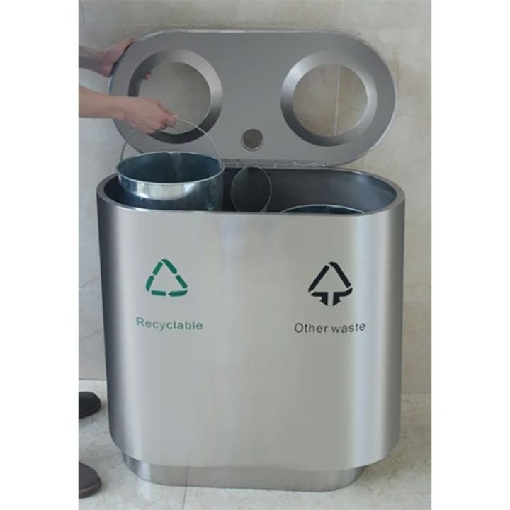 Poubelle inox tri sélectif 2x41 L